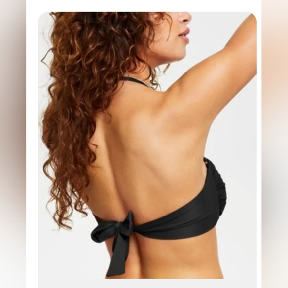 NWT Bar III Twist Bandeau Bikini Swim Top, Size S, Color Black. - Picture 3 of 11